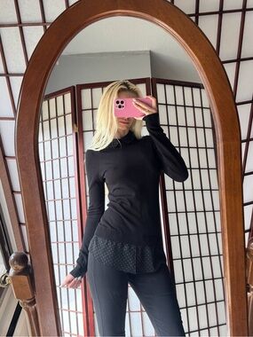 next Black Long-Sleeve Layered Top with Dotted Hem